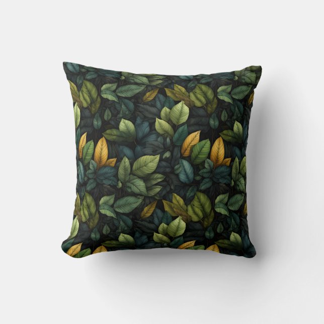 Coussin Motif Feuille vert (Recto)