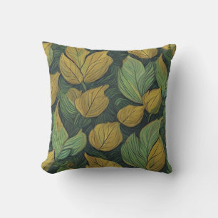 Coussin Motif feuille vert