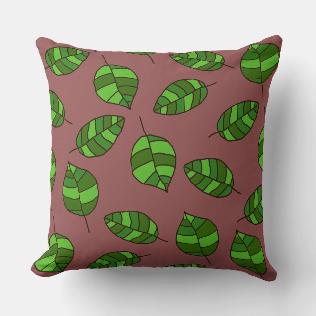 Coussin Motif feuille verte réglable (Recto)