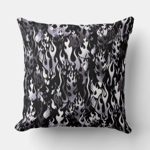 Coussin Motif Flames noir et blanc