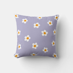 Coussin Motif Fleur de Marguerite Violet Mignon Moderne 