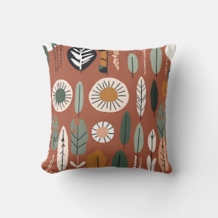 Coussin Motif Fleur sauvage en terre cuite Printemps rusti