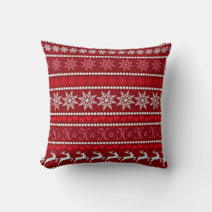 Coussin Motif flocon de neige et renne festif
