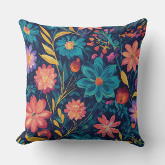 Coussin Motif Floral abstrait Multicolor Jeu d'oreiller