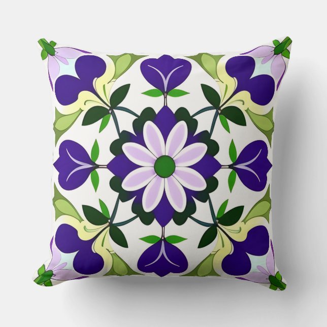 Coussin Motif floral abstrait vibrant  (Recto)