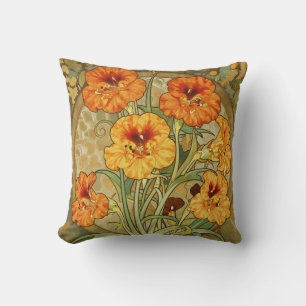 Coussin Motif floral Art Nouveau Capucine