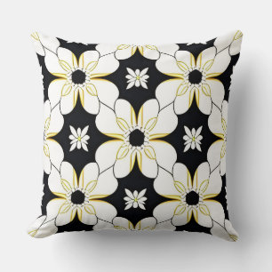 Coussin Motif floral avec Fleur blanche et jaune