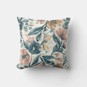Coussin Motif floral bleu et rose