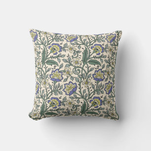 Coussin Motif floral bleu, jaune et blanc transparent