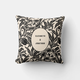 Coussin Motif floral botanique vintage Art Nouveau
