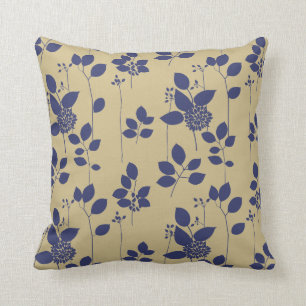 Coussin Motif floral Brown de Tan de Taupe bleu