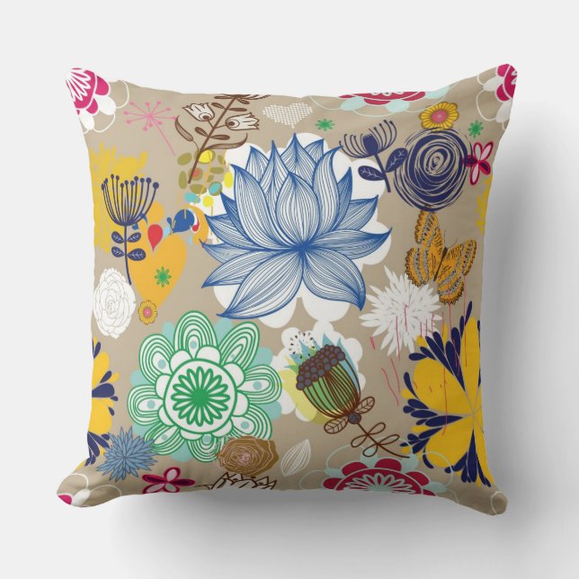 Coussin Motif floral dans le rétro style 3 (Recto)