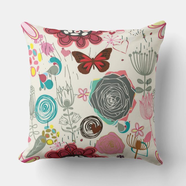 Coussin Motif floral dans le rétro style 5 (Recto)