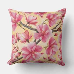 Coussin "Motif floral de fleurs de cerisier d'aquarelle"