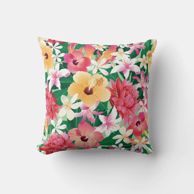Coussin Motif floral de ketmie tropicale (Recto)