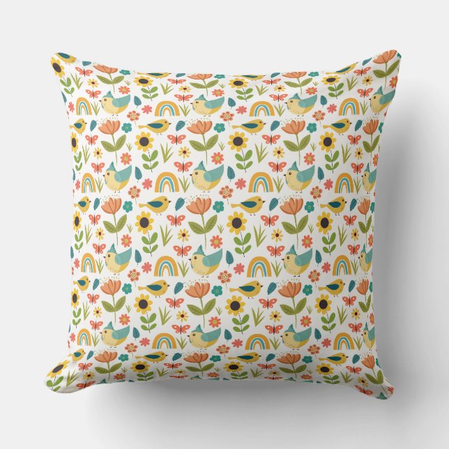 Coussin Motif floral de l'aquarelle de printemps (Recto)