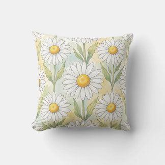 Coussin Motif floral de marguerite blanche joyeuse