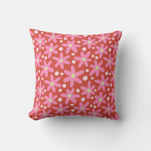 Coussin Motif floral de marguerites roses abstraites