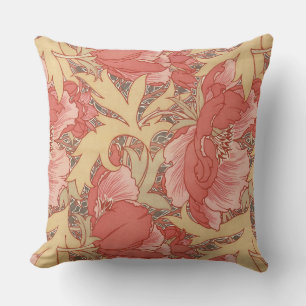 Coussin Motif floral de Nouveau d'art de pavots de William