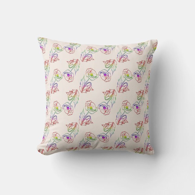 Coussin Motif floral de Poppyes. Pavot (Recto)