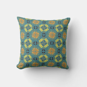 Coussin Motif floral et géométrique complexe avec orange
