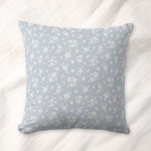 Coussin Motif floral fantaisiste Cottagecore côtier bleu p