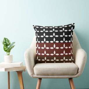 Coussin Motif floral géométrique à rayures colorées