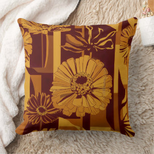 Coussin Motif floral géométrique d'automne moderne