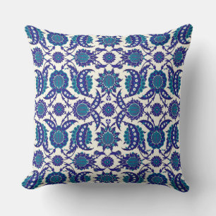 Coussin Motif floral Iznik bleu