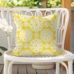 Coussin Motif floral jaune bouton d'or joyeux
