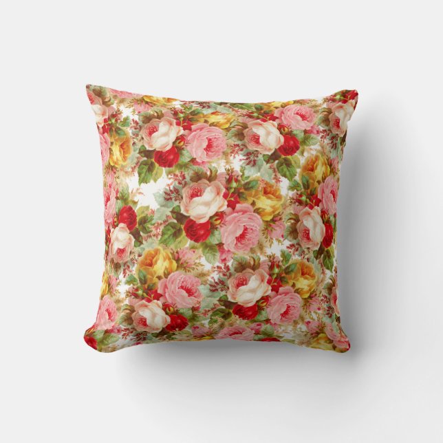 Coussin Motif floral jaune rose de roses rouges de (Recto)