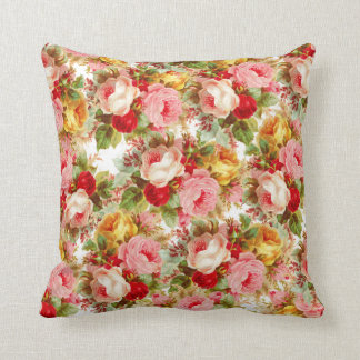 Coussin Motif floral jaune rose de roses rouges de