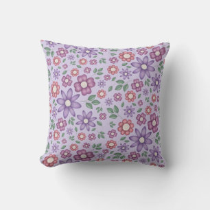 Coussin motif floral lavande rêveur et fantaisiste