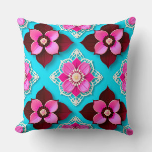 Coussin Motif floral lumineux avec fleurs roses