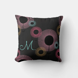 Coussin Motif floral minimal tropical coloré initial