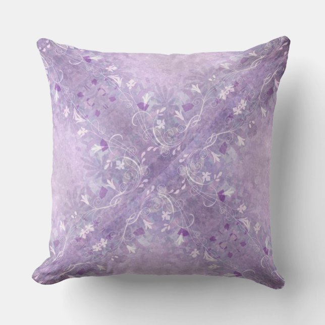 Coussin Motif floral moelleux Pastel Mauve (Recto)