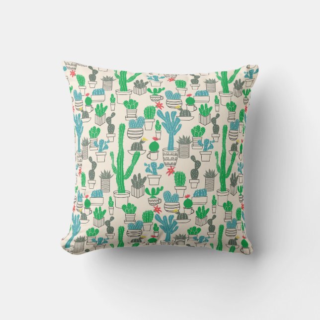 Coussin Motif floral naturel mignon de cactus (Recto)