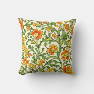 Coussin Motif floral orange et jaune Art Nouveau