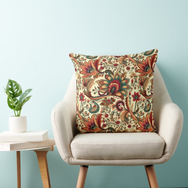 Coussin Motif Floral Paisley d'inspiration médiévale (Chaise)