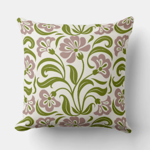 Coussin Motif floral paisley vintage Botanique rose vert