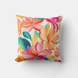 Coussin Motif floral peint vibrant
