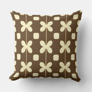 Coussin Motif floral rétro avec Brown et beige