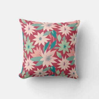Coussin Motif floral rose et rouge
