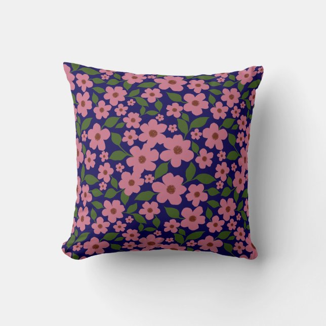 Coussin Motif floral rose mou (Recto)