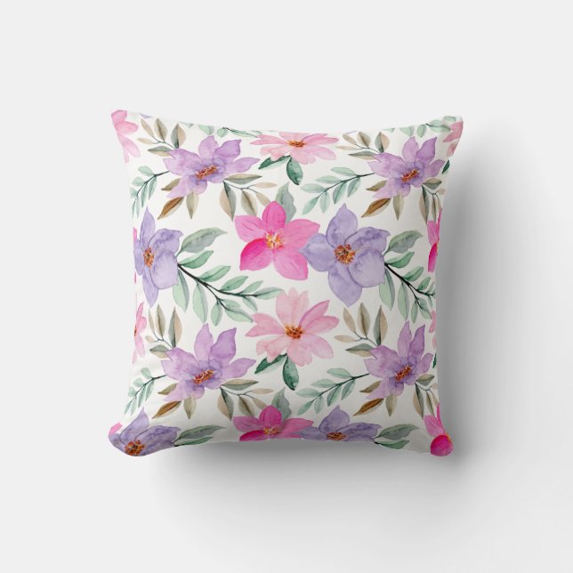 Coussin Motif floral rose vif Lilac tendance (Recto)