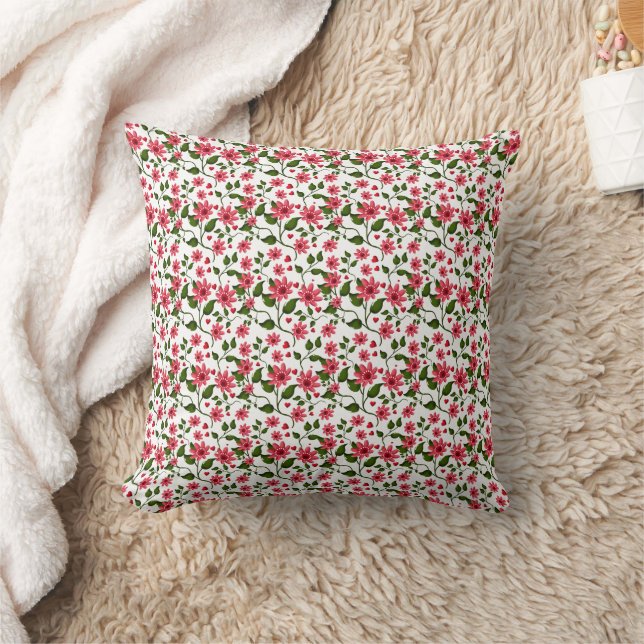 Coussin Motif floral rouge sans couture  |  (Couverture)