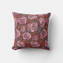 Motif Floral Russe Rose rose Orange Taupe gris
