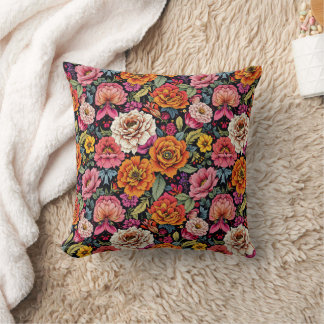 Coussin Motif floral vintage avec des couleurs vives sur f