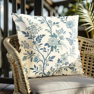 Coussin Motif floral vintage bleu