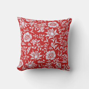 Coussin Motif floral vintage rouge et blanc joyeux